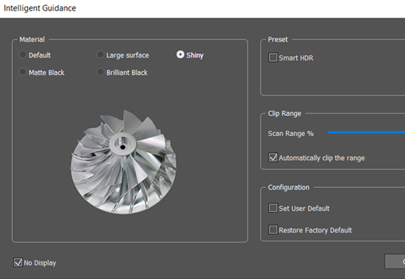 ระบบสแกน 3 มิติพร้อมระบบนำทางอัจฉริยะสำหรับชิ้นส่วนที่ดำและเงางาม